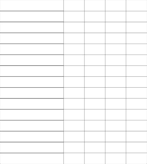 Free Printable 5 Column Charts Pdf Template Printables Hub