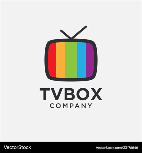Minimalist Tv Box Logo Icon Template Royalty Free Vector