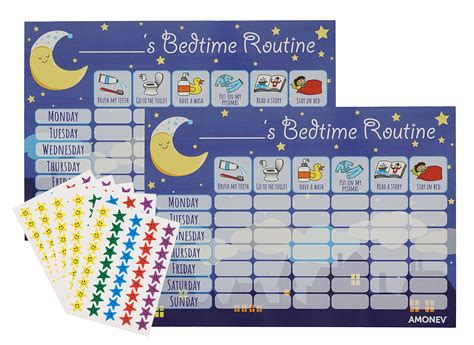 Amonev Magnetic Bedtime Routine Chart Reward Chart An