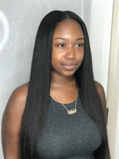 Jasminique Adornmestudio Middle Part Sew In Sew In Hairstyles