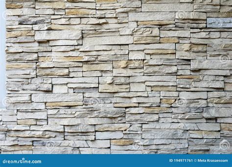 White Stacked Slabs Stone Wall Cladding Panels Stock Image Image Of