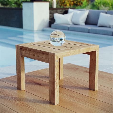 Upland Outdoor Patio Wood Side Table Natural By Modway