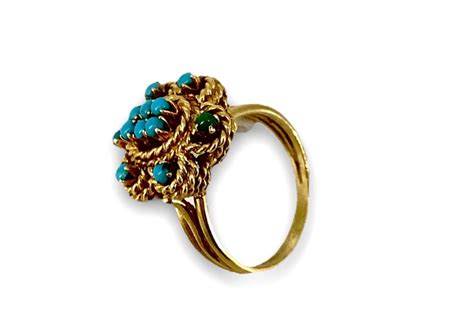 Lot Vintage Kt Yellow Gold Turquoise Ring