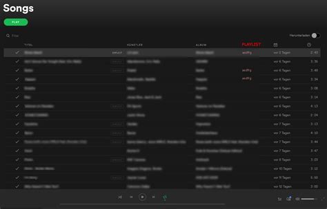 Desktop Playlists Column With Playlist Names In