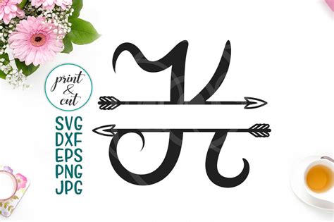 Download Split Monogram letters K with arrows for print cut dxf svg ...