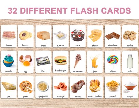 Foods │ Flash Cards │ Montessori 3 Part Cards Printable • Moon Child