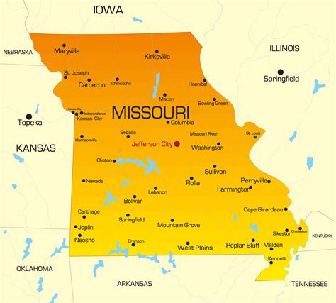 Printable Missouri Map 573 Area Code Map Coordinatesprintable