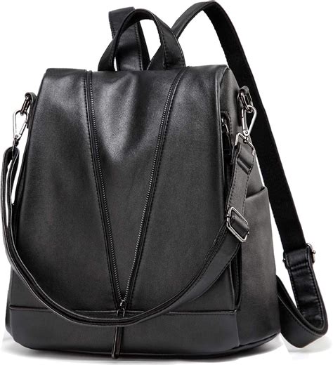 Backpack Purse Women Kasqo Anti Theft Pu Leather 3 Ways To Carry Rucksack Black