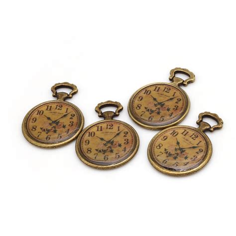 Antique Brass Metal Zinc Alloy Enamel Clock Charms Diy Jewelry Pendant