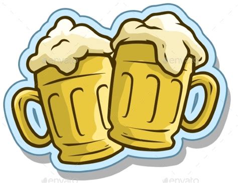 Cartoon Cool Beer Mugs Vector Sticker Icon By Gbart Graphicriver