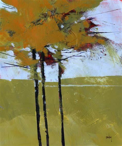 Original Woodland Painting Tree Semi Abstract Golden Spruce