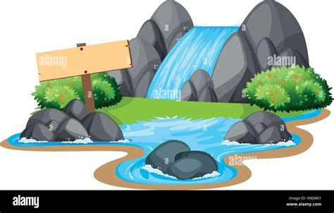 Scene With Waterfall And River Illustration Stock Vector Image And Art