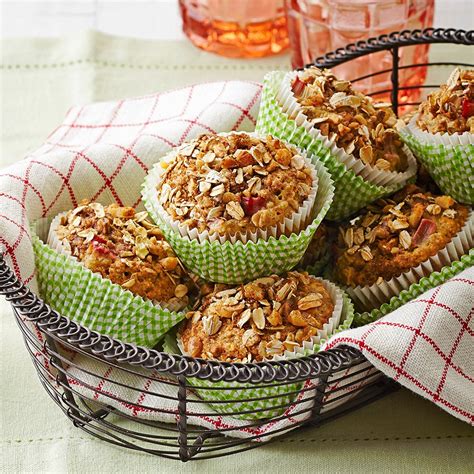— low in saturated fat, cholesterol, and sodium. Rhubarb Oat Muffins Recipe - EatingWell