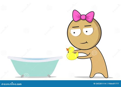 Girl Takes A Shower Bath Stock Vector Illustration Of Font 265281114