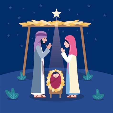 Free Vector Nativity Scene Illustration In Flat Design