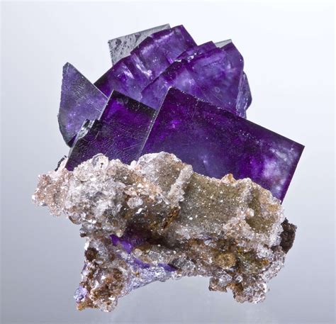 Deeply Colored Purple Fluorite With Calcite Irocks Fine Minerals