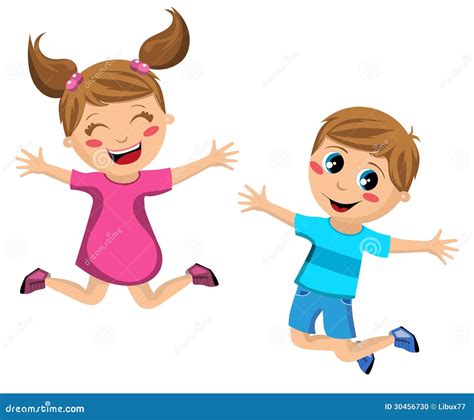 Niños Felices Que Saltan Inmediatamente Ilustración Del Vector