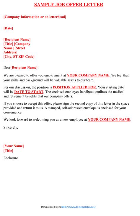 Job Offer Letter Sample Letters And Examples Word Pdf