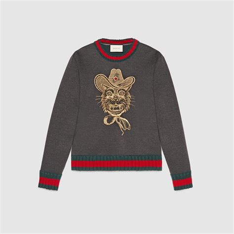Cat eye gucci sunglasses fit particularly well to sweet outfits like swinging midiröcken or blusenkeledern. Gucci Cat Embroidery Viscose Sweatshirt in Gray for Men | Lyst