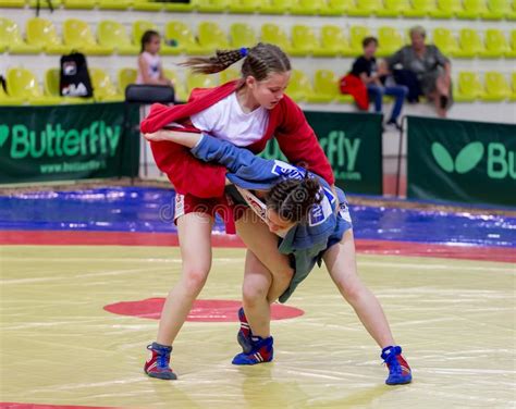 Russia Vladivostok 06302018 Wrestling Competition Among Girls