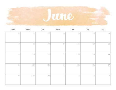 Best Free June 2020 Blank Calendar Printable Templates Pdf Notes Word