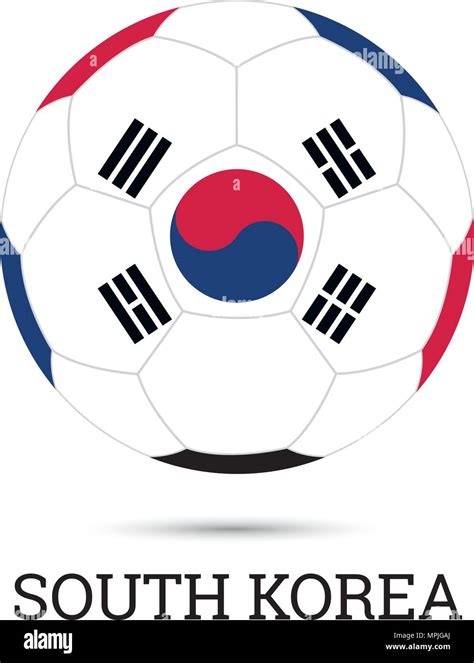 Soccer Ball With South Korean National Colors And Emblem Vector