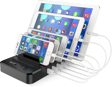Cell Phone Charging Station Dock For Multiple Devices 40w8a 5 Port
