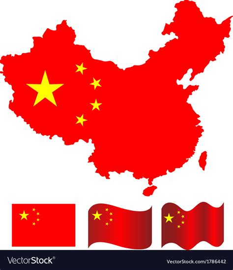 China Map And Flag Of China Royalty Free Vector Image