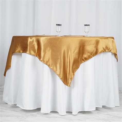 Buy X Gold Seamless Satin Square Tablecloth Overlay Pack Of Overlay At Tablecloth Factory