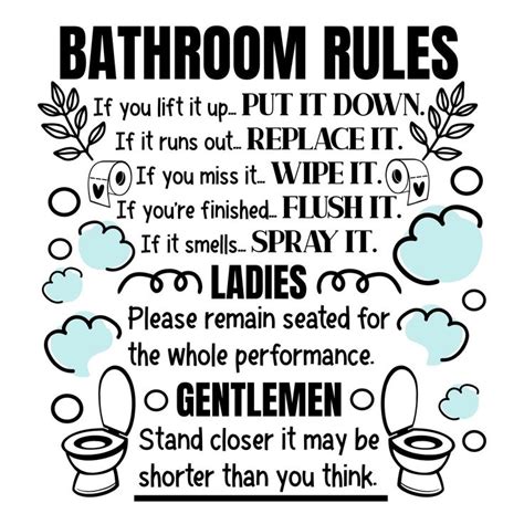 Bathroom Rules Svg Sign Bathroom Svg Bathroom Funny Sign Etsy In Bathroom Rules