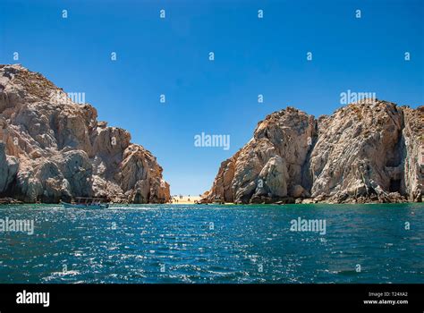 Lovers Beach Between The Towering Cliffs In Cabo San Lucas Mexico
