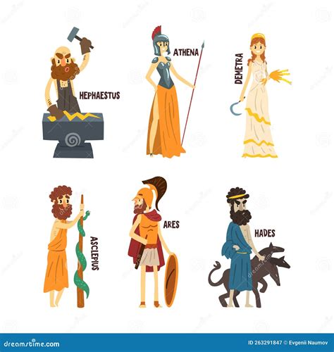 Ancient Greek Gods And Mythological Deities Of Olympia Vector Set Cartoondealer Com