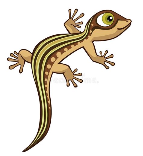 Cute Cartoon Lizard Vector Illustration Isolated On White Stock Vector