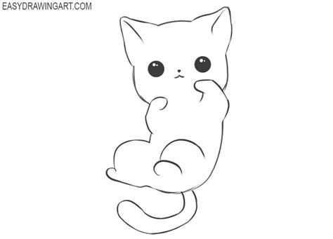 How To Draw A Kawaii Cat Easy Drawing Art
