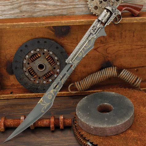 Otherworld Steampunk Gun Blade Sword With Nylon Shoulder Sheath Free
