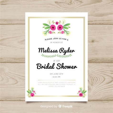 Golden Frame Bridal Shower Card Template Free Vector