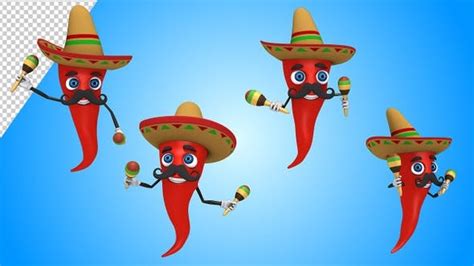 Chili Pepper With Sombrero Hat And Maracas 4 Pack By Se5d Videohive