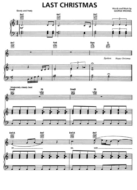 Piano solo sheet music for the beloved henry mancini song, popularized by artists like andy williams and frank sinatra. LAST CHRISTMAS Piano Sheet music - Guitar chords | Easy Sheet Music