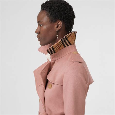 Universal Detailliert Gouverneur Burberry Cashmere Trench Coat Pink