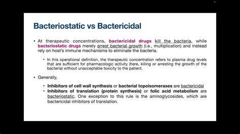 Bacteriostatic Vs Bactericidal Drugs Antibiotics Lecture 2 Youtube