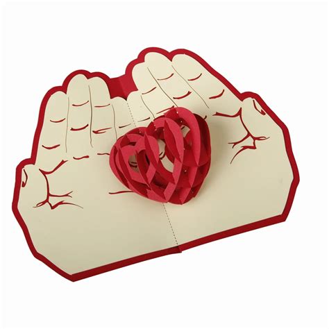 10 Pieceslot3d Pop Up Greeting Card Paper Carving Heart In Hand For Lover Anniversary