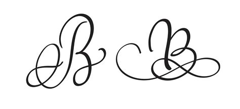 Art Calligraphy Letter B With Flourish Of Vintage Decorative Whorls