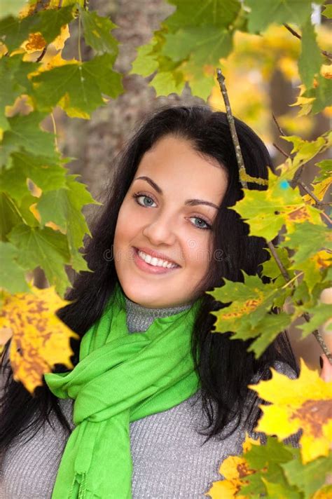 Beautiful Young Woman In Autumn Forest Stock Image Image Of Foliage