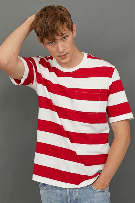 t shirt with a chest pocket red white striped men handm gb 1 red shirt men red and white