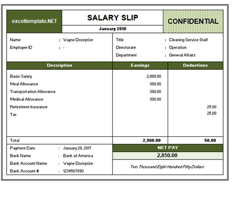 Salary Slip Template In Excel