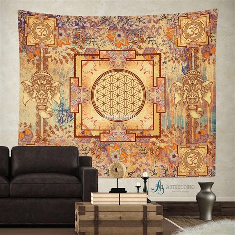 Boho Tapestry Sacred Yantra Wall Tapestry Hippie Tapestry Wall