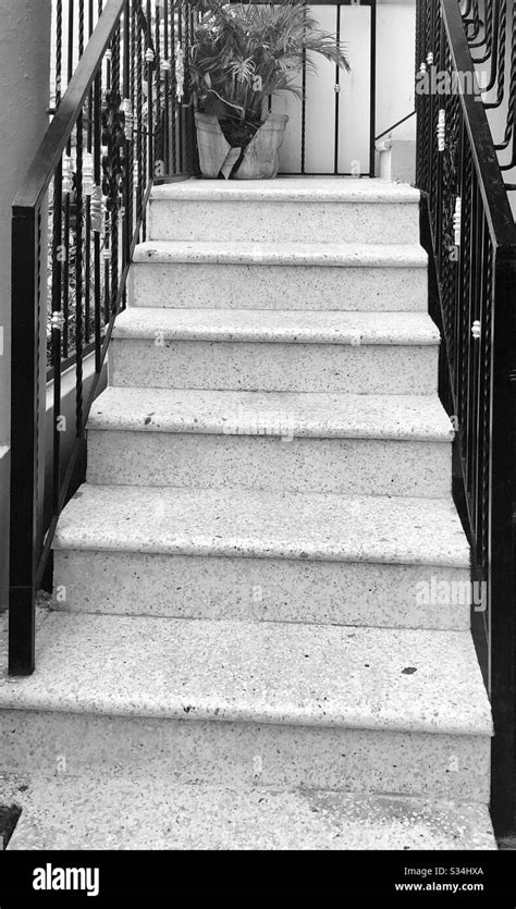 Black And White Staircase With Granite Steps Stock Photo Alamy