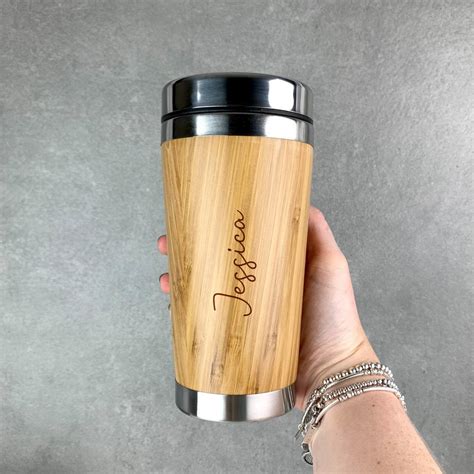 Personalised Eco Bamboo Travel Cup 500ml Insulated Drinks Etsy Uk