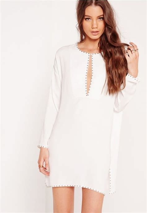 Missguided Studded Shift Dress White Spring Dresses Casual Day