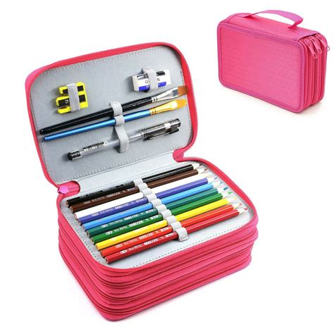 Eeekit Pencil Case Box 4 Layers Colored Pencil Pen Pouch Brush Case